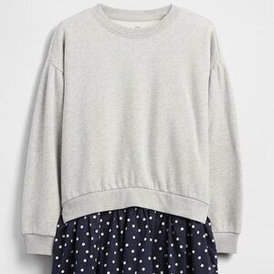 NWT Kids Soft Pleated Sweatshirt Dress - Mixed Media- Girls Size M.